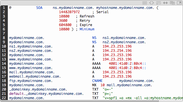 DNS record example
