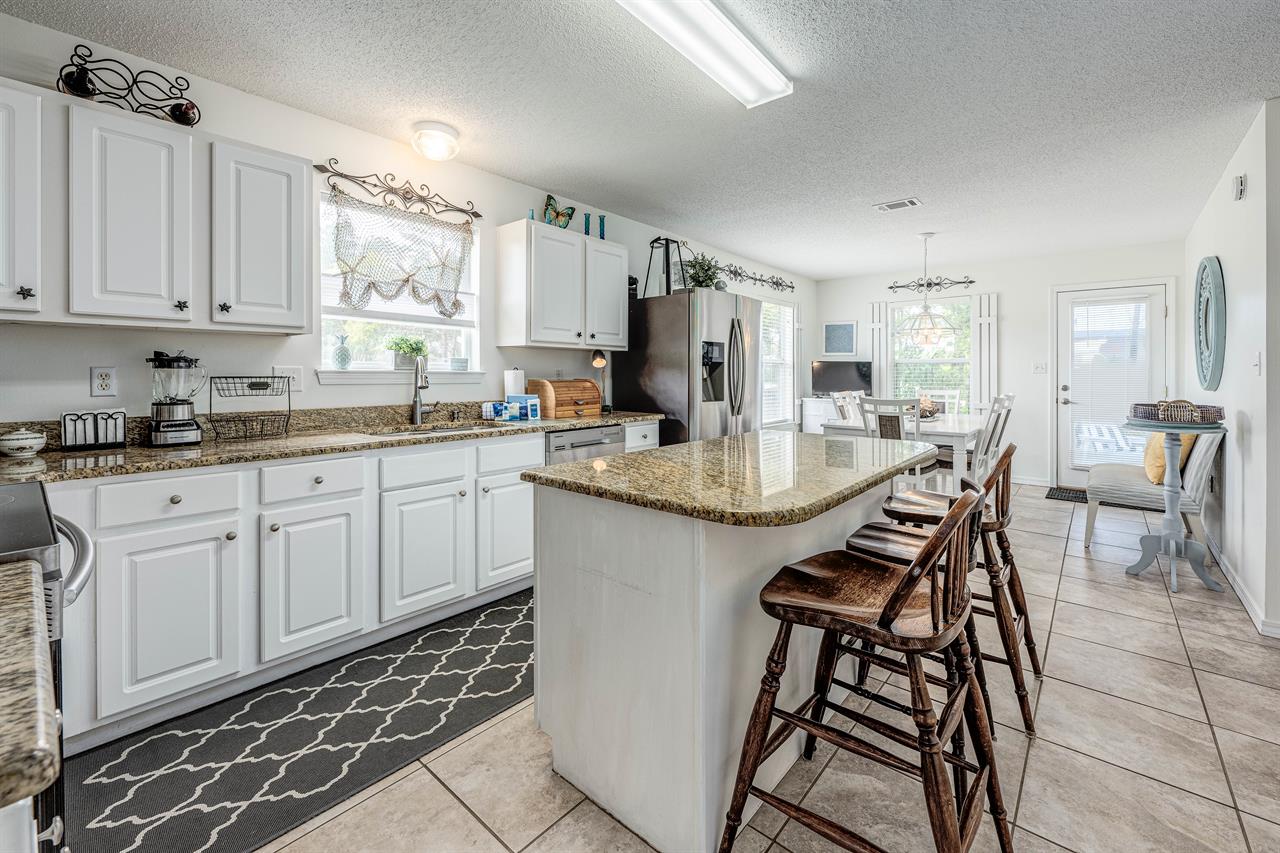 Kitchen bar area with seating
