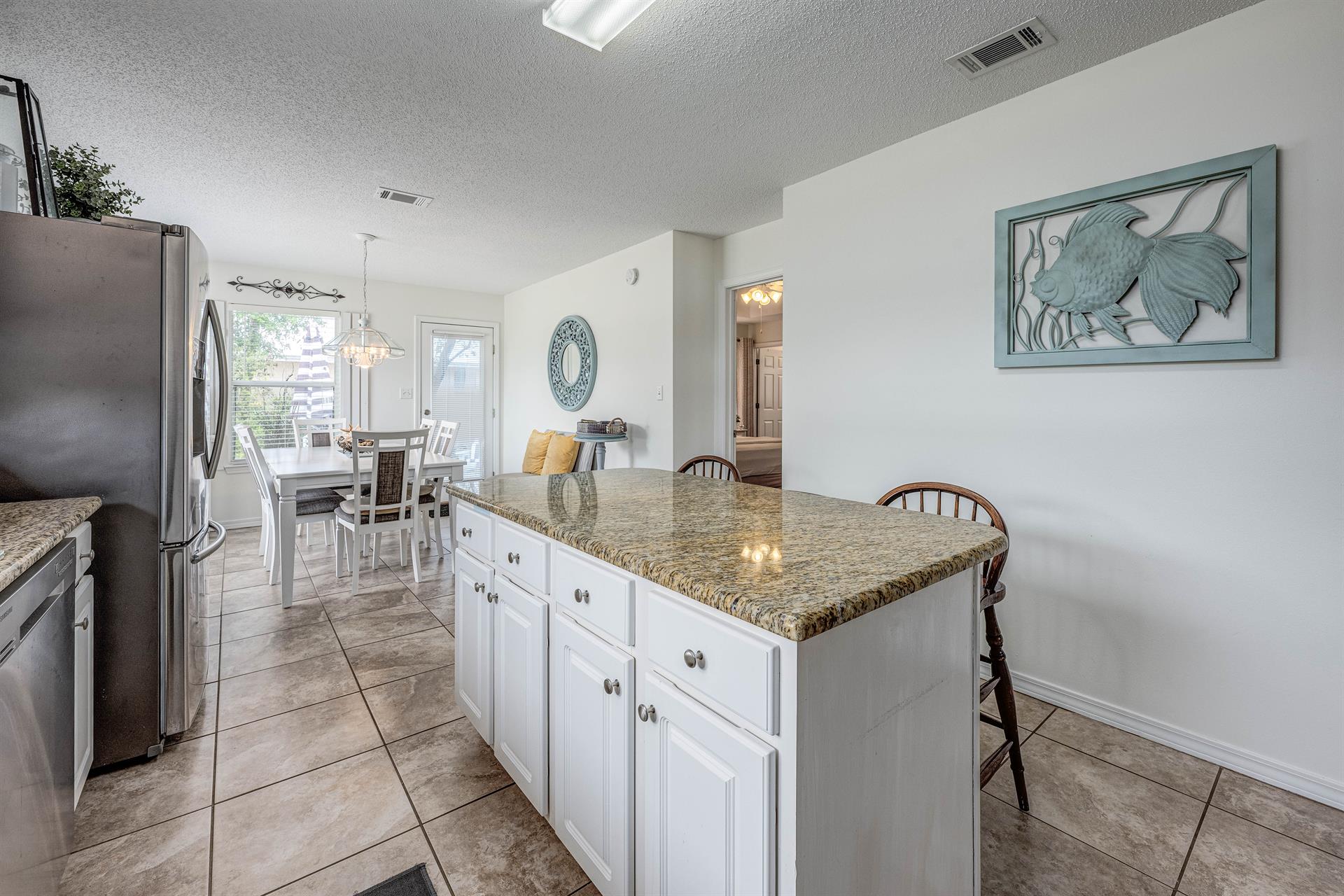 Kitchen area looking towards dining table