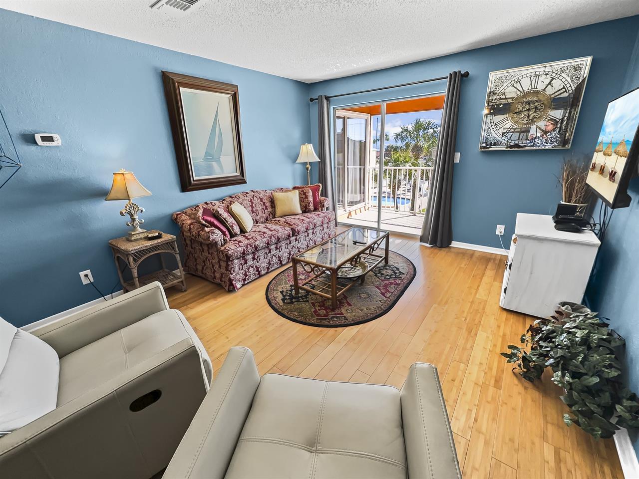 Living room leading to balcony