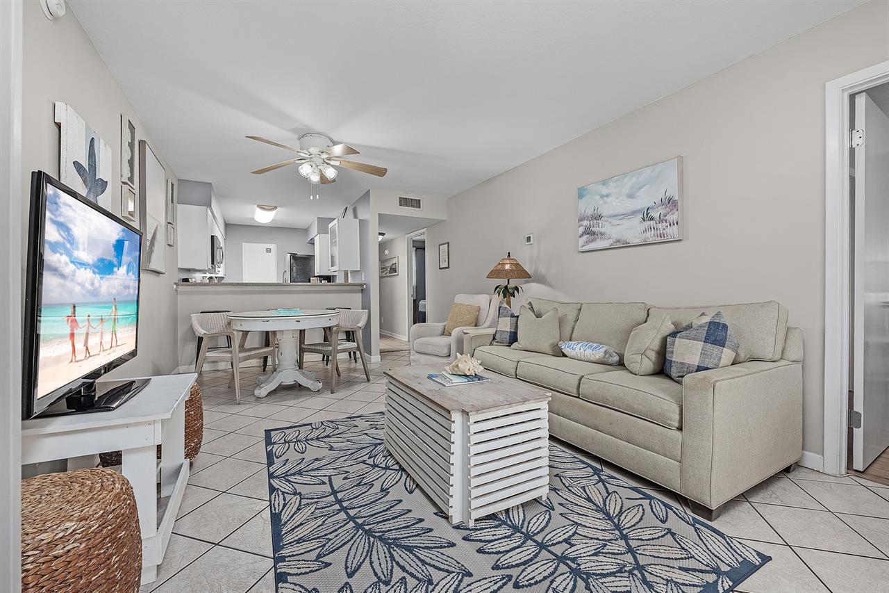 Living room going into dining area