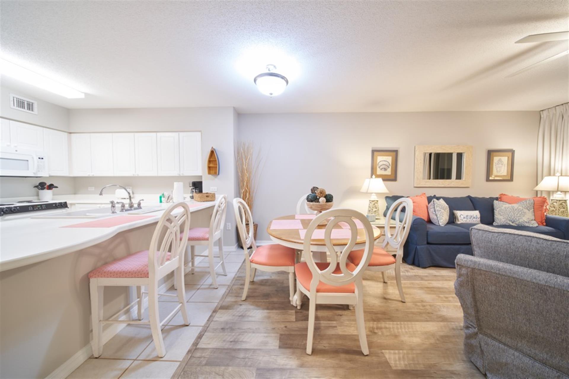 Kitchen bar area and dining table