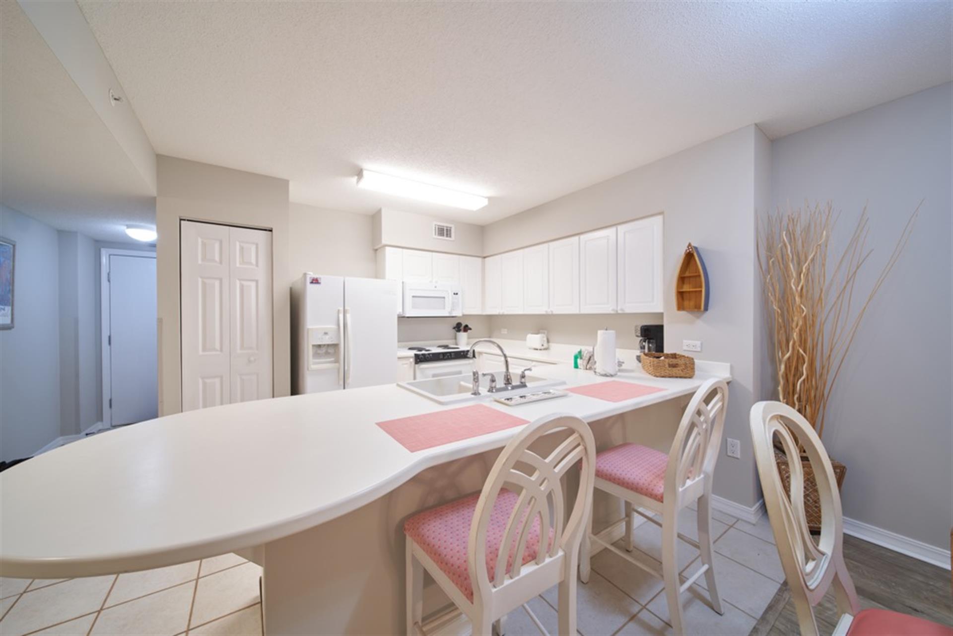 Kitchen bar area and kitchen