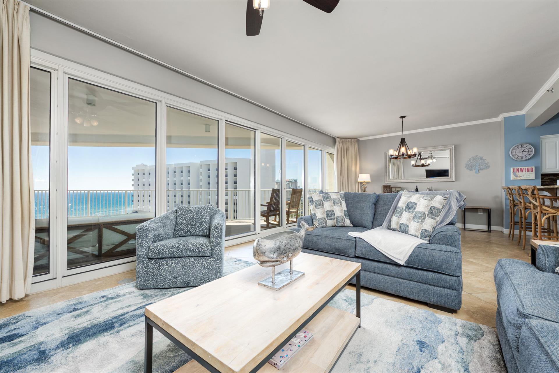 Living area with gulf views