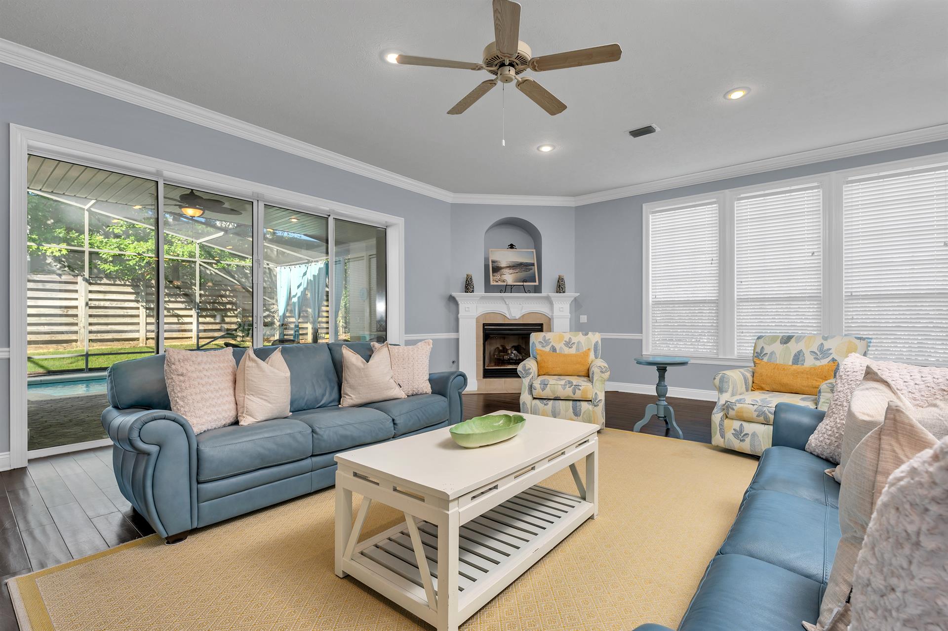 Living area with fireplace