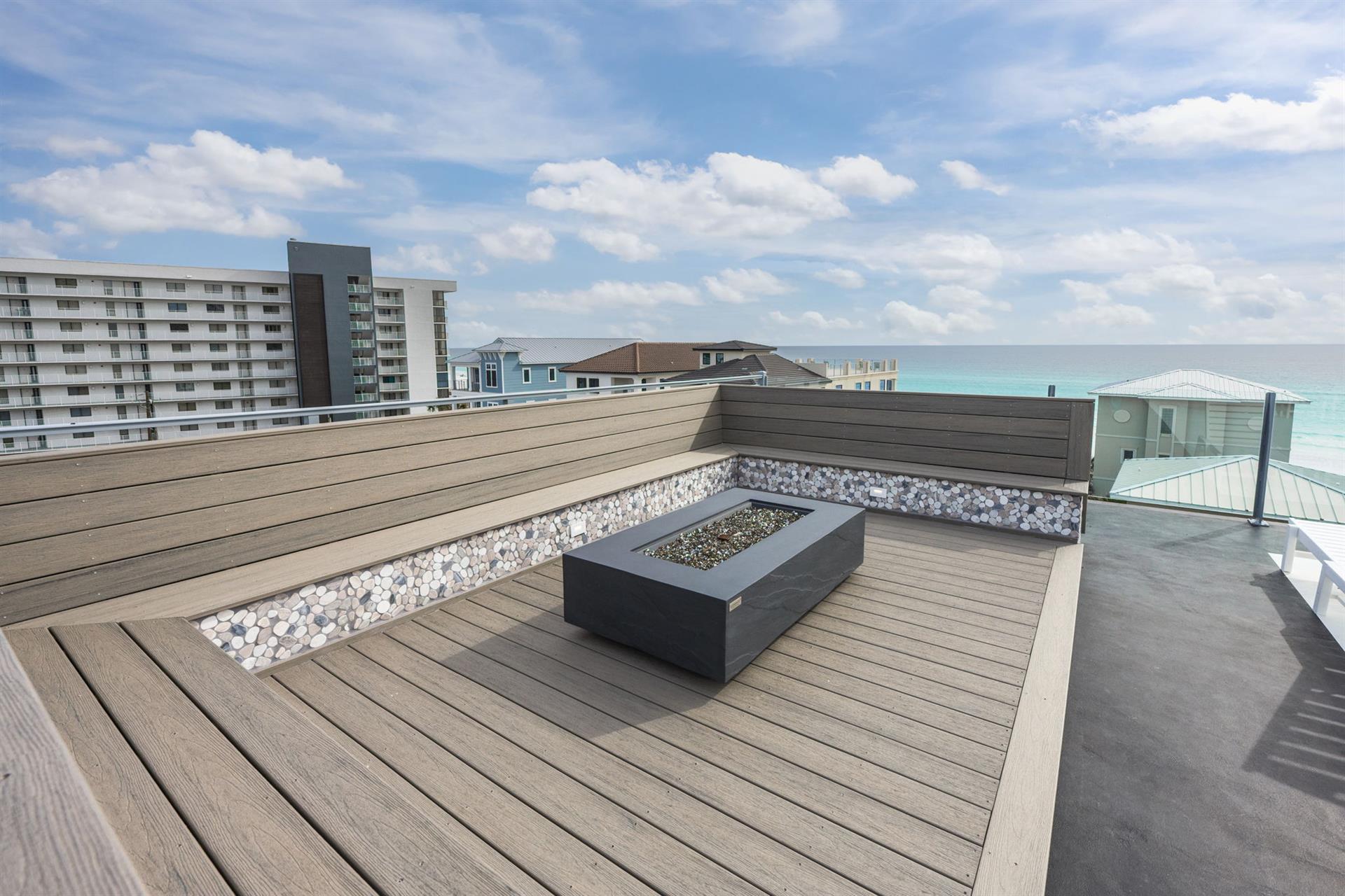 Rooftop lounge with fire pit