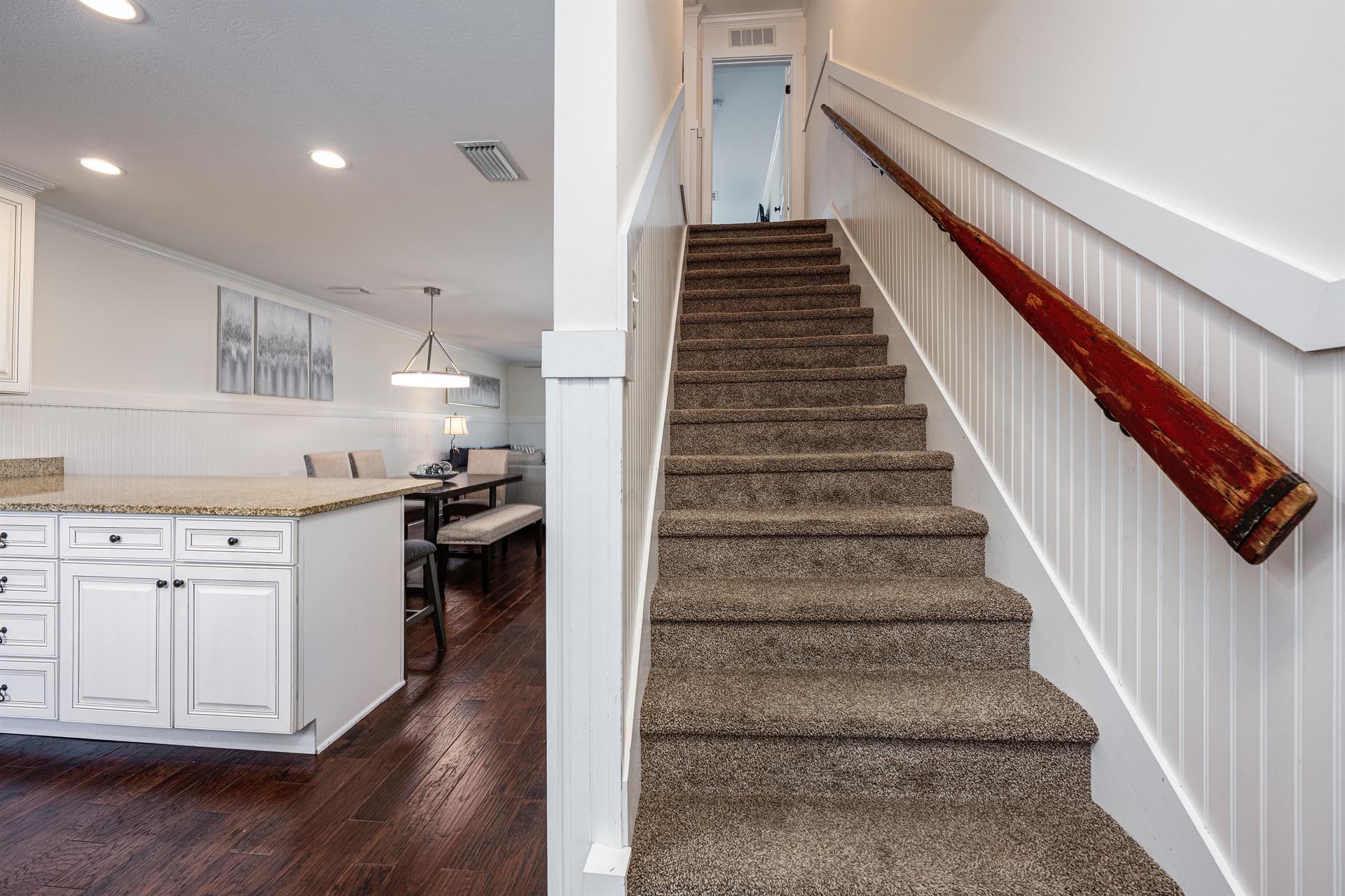 Stairwell off kitchen