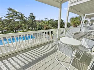 Pool view from balcony off living room