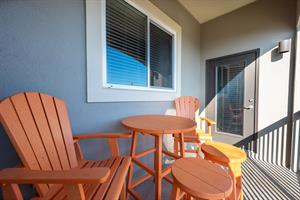 Private balcony overlooking beach road