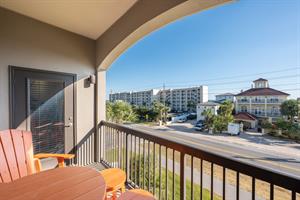 Private balcony overlooking beach road