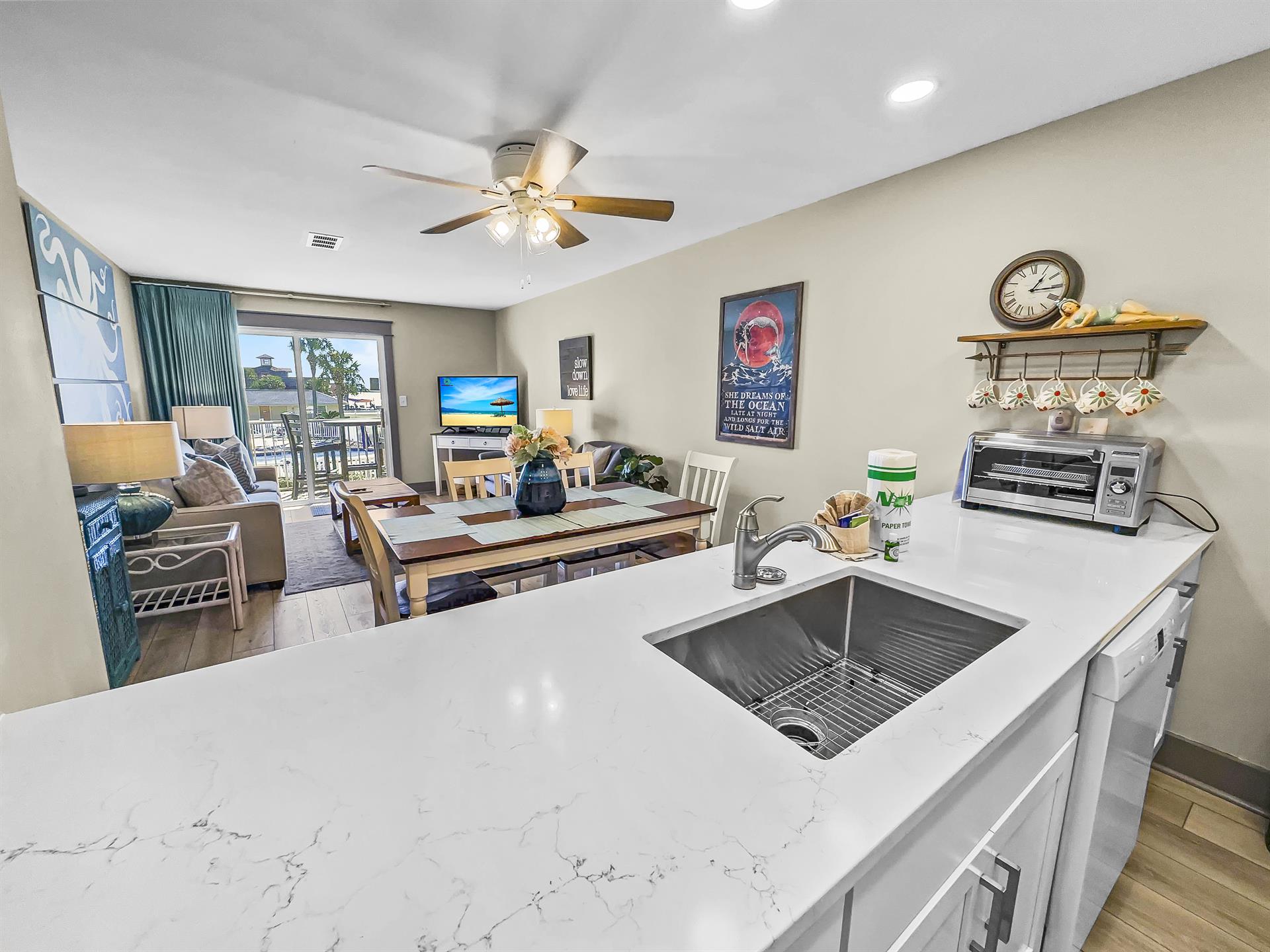 View of living area from Kitchen