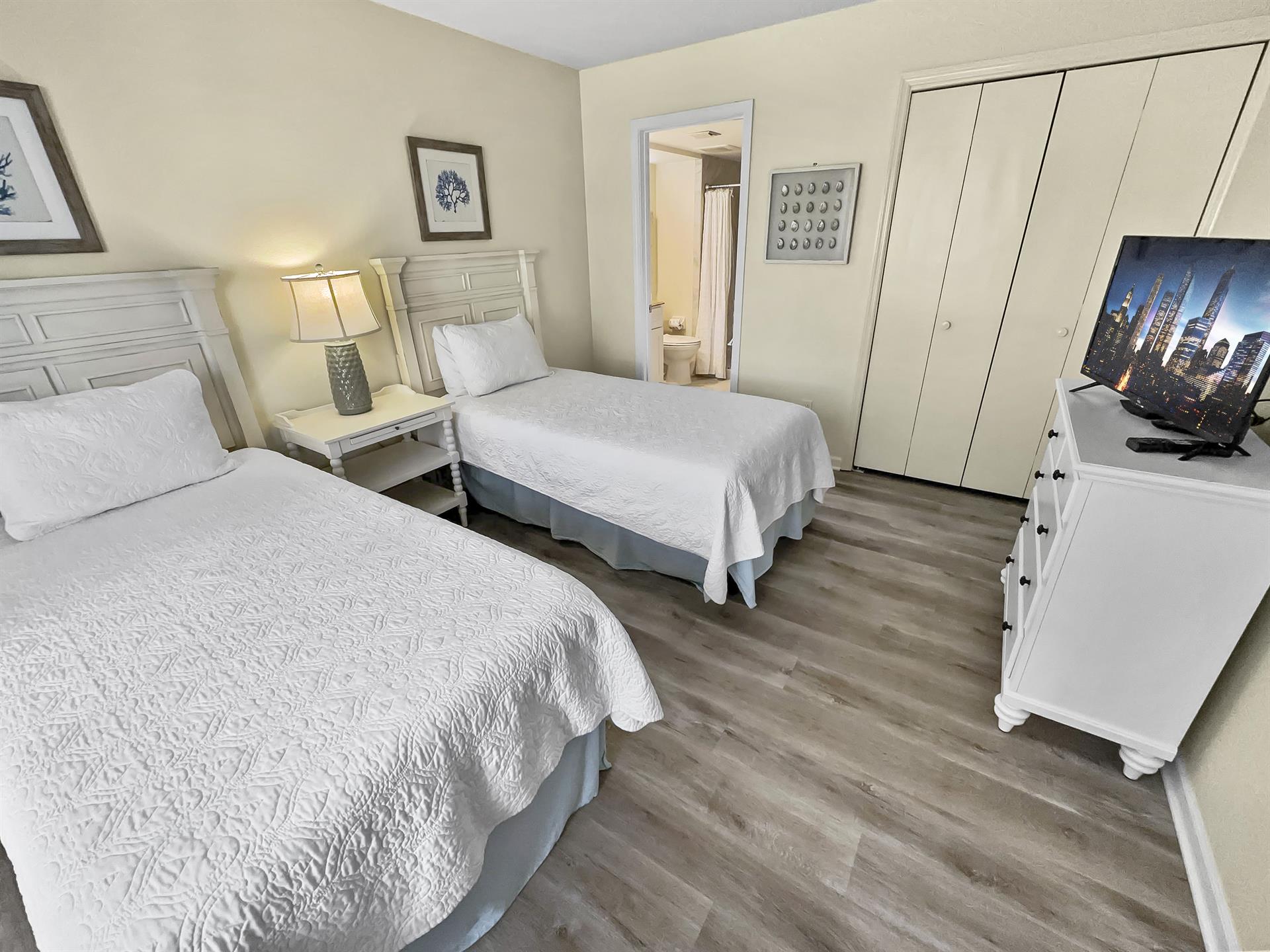 Downstairs guest bedroom with attached bathroom