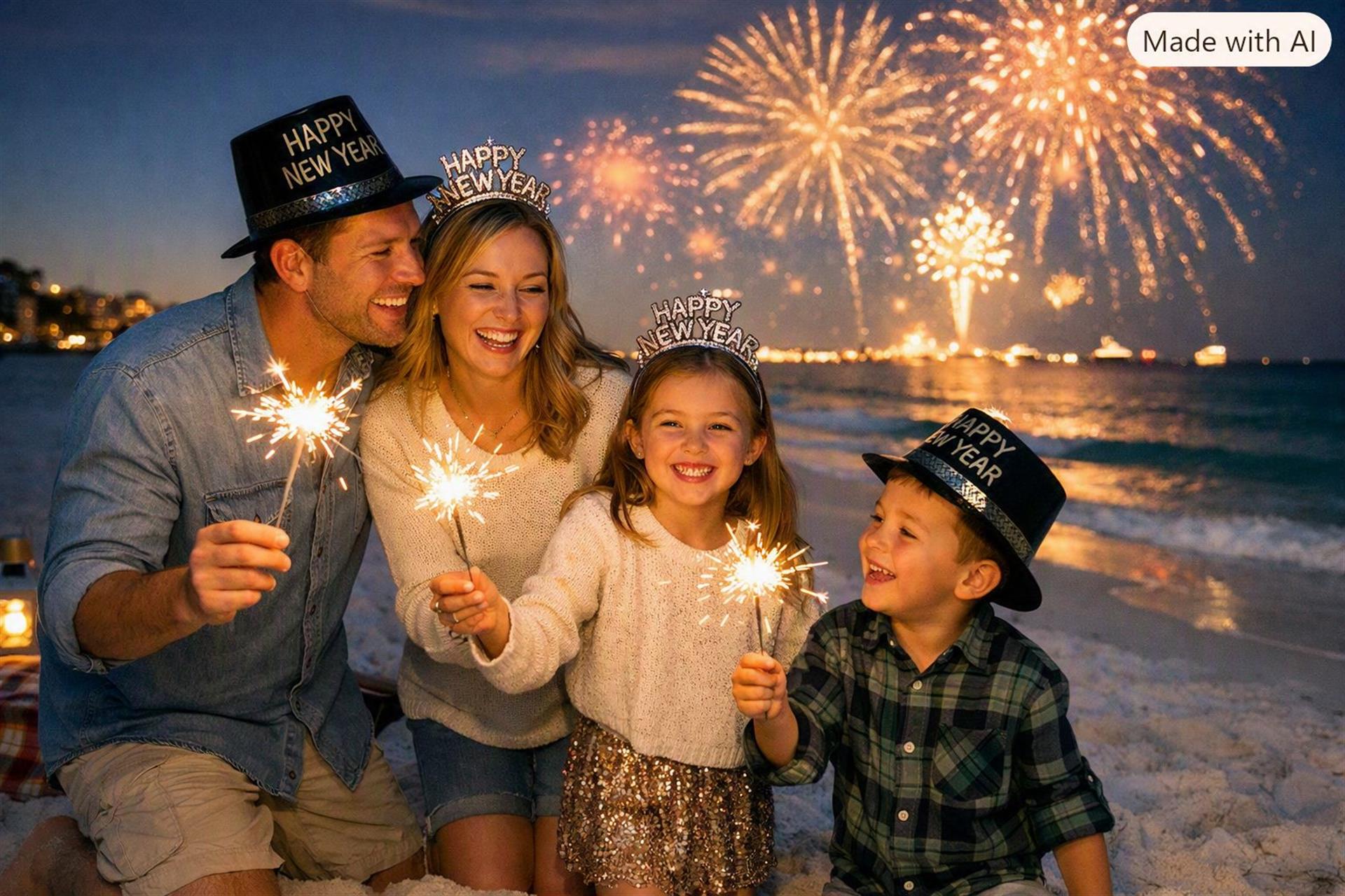 Family celebrating New Years