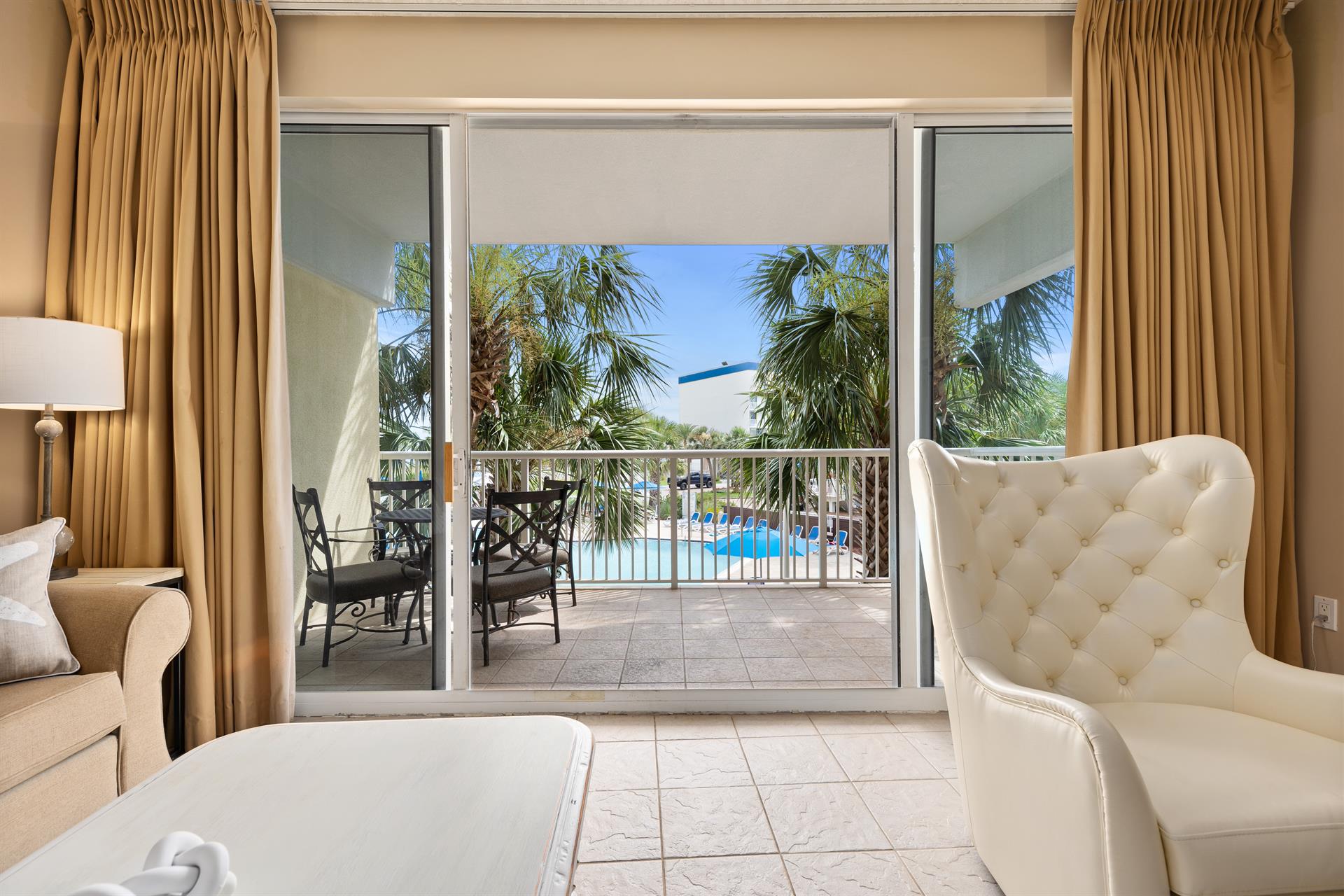 Living Room View to Patio  Pool
