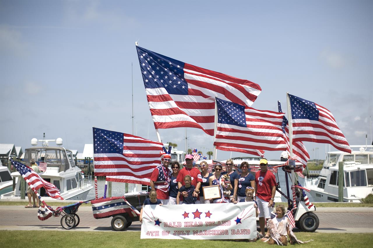 golf cart decorated for Bald Head Island holiday parade