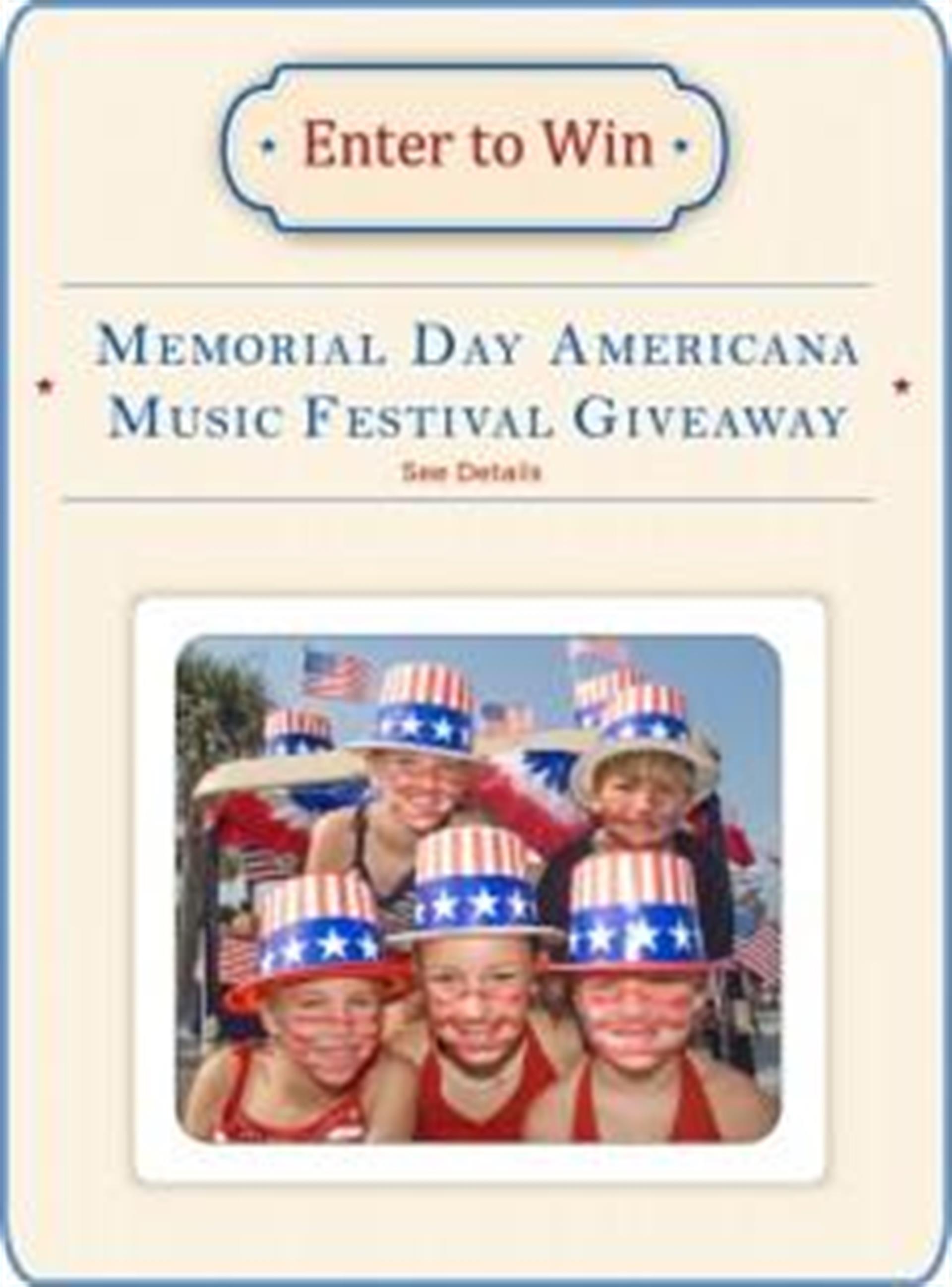 Enter our Memorial Day Americana Music Festival Giveaway on Facebook to win