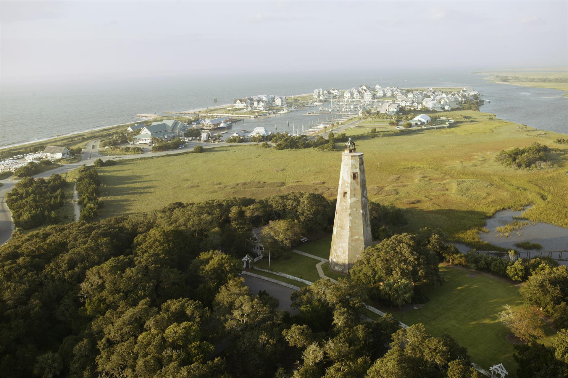 Bald Head Island aerial view lighthouse