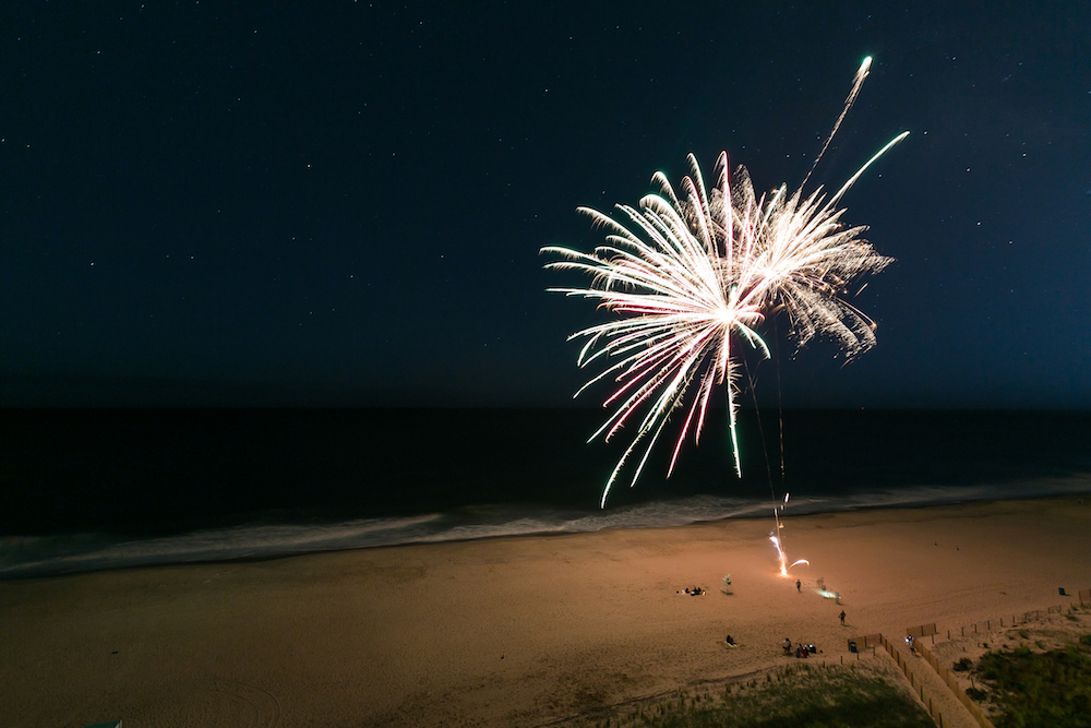 firework on a 30a beach