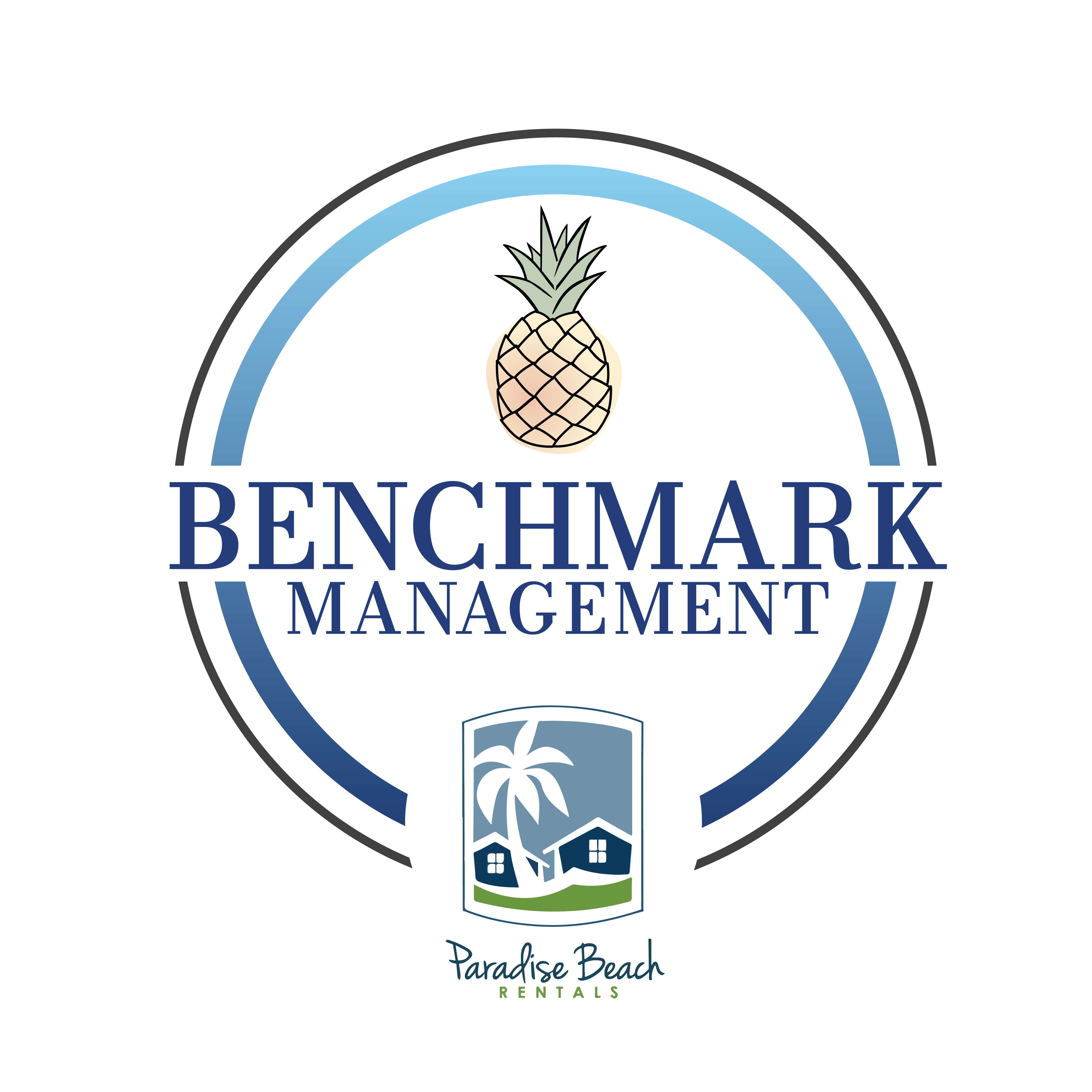 Benchmark and Paradise Rentals combined logo