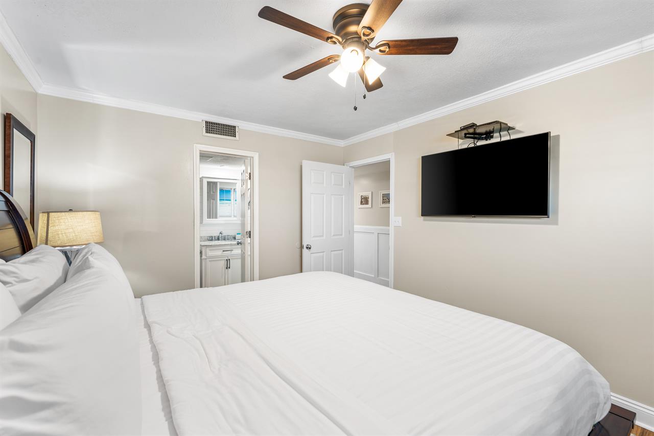 Large Master Bedroom Has Private Entrance to Bathroom
