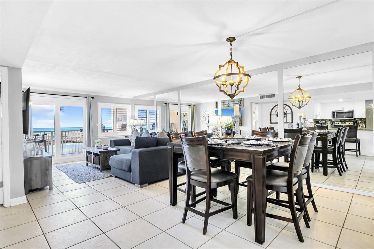 Dining area and living room