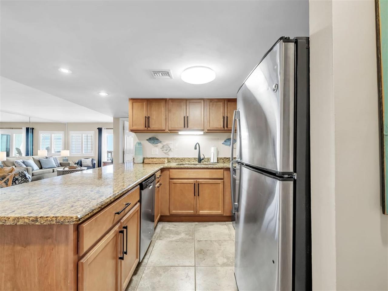 Unit Entrance into Fully Stocked Kitchen