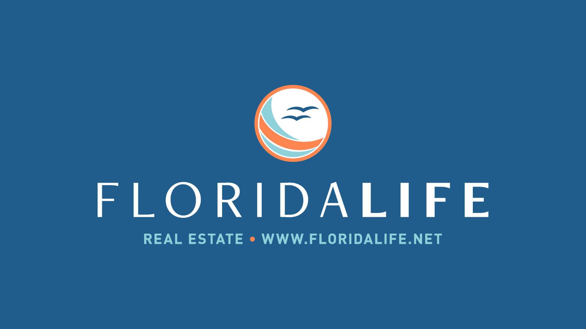 Florida Life Real Estate logo with a blue background