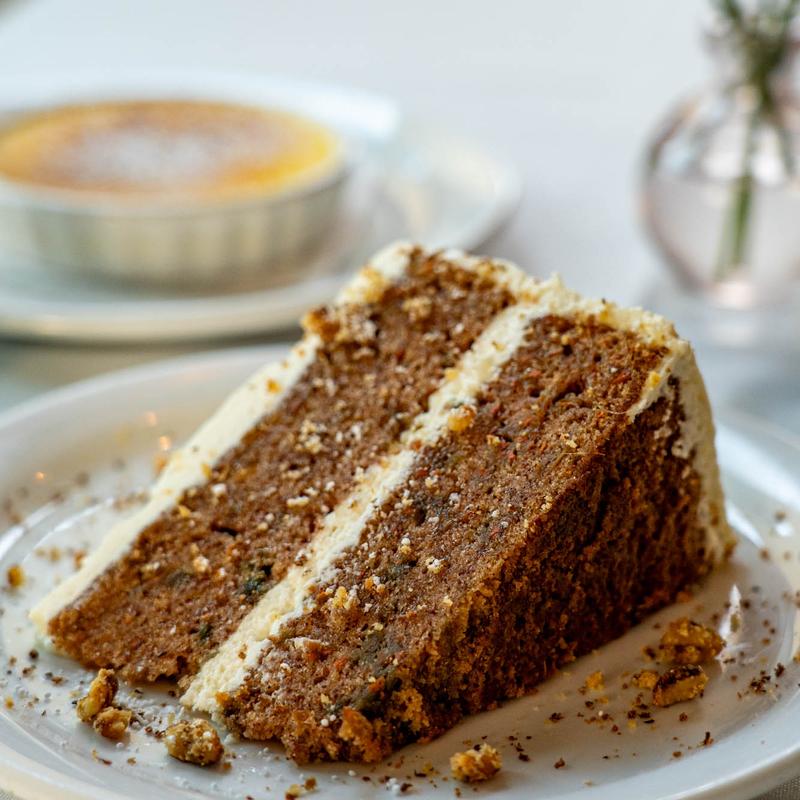 House-made carrot ginger cake at Lisabella's Bistro