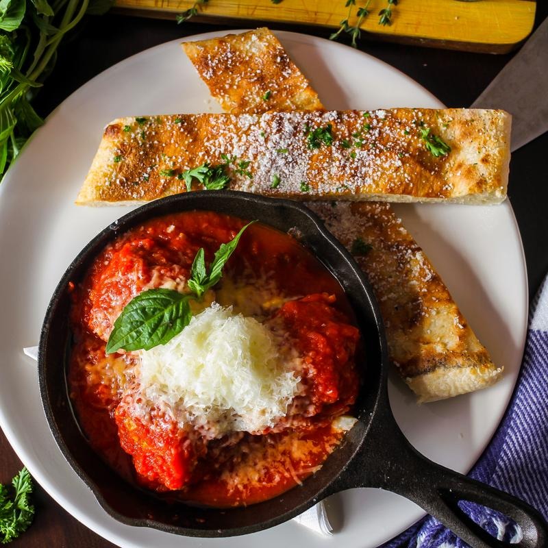 Dylan's house-made meatballs marinara served with parmesan, basil, and garlic bread