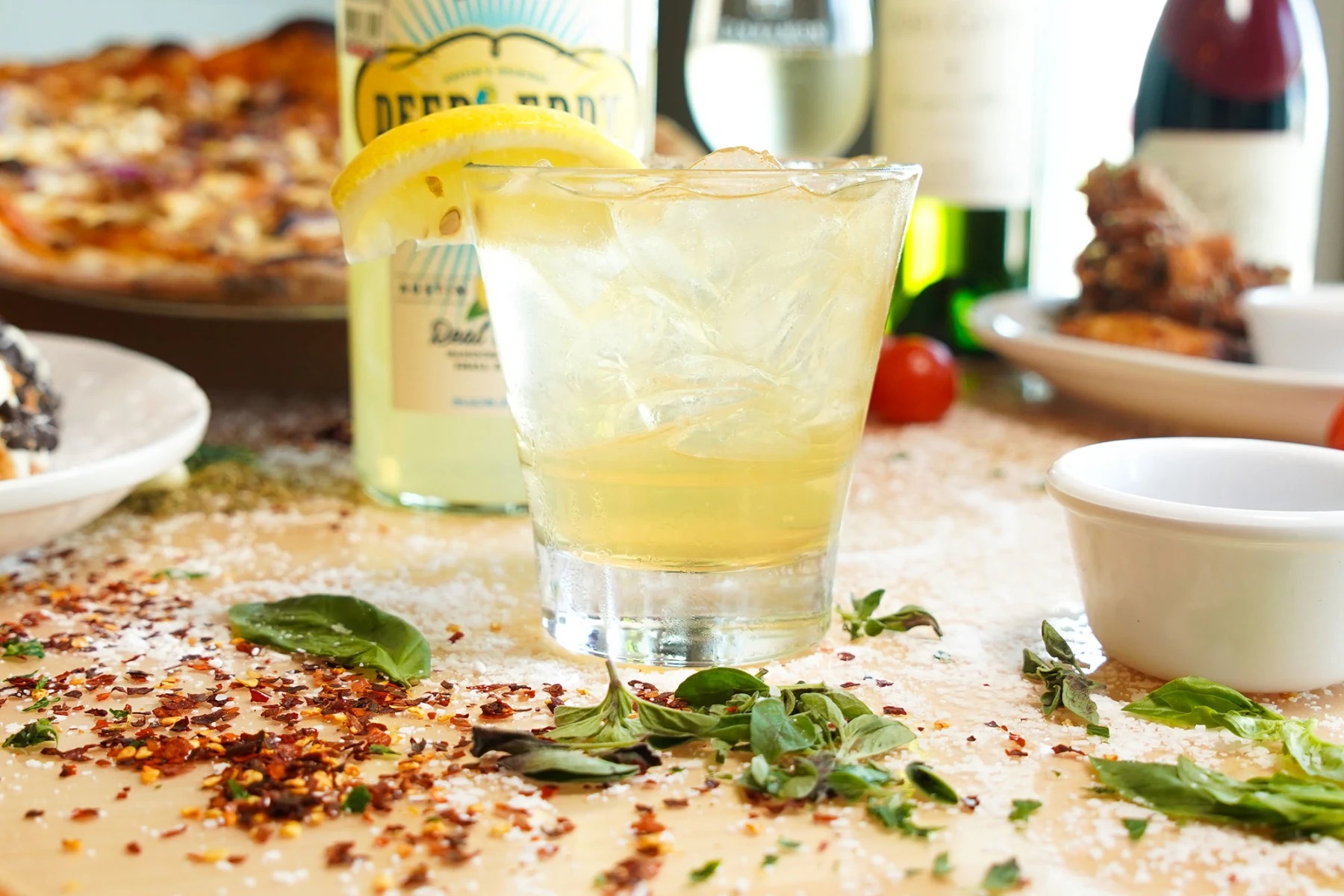 Lemon cocktail served with pizza and Italian dishes at Dylan's