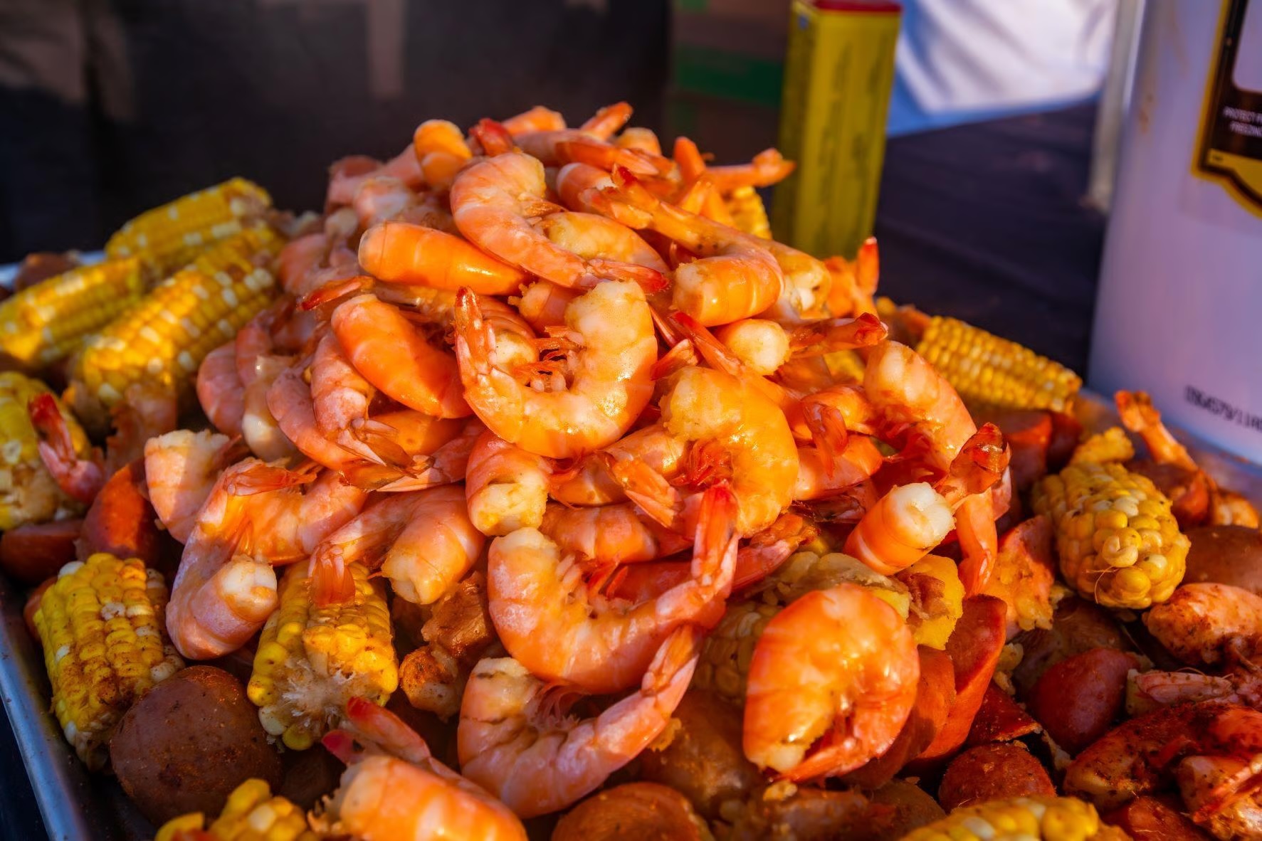 In-home shrimp boil served at a Cinnamon Shore vacation home in Port Aransas