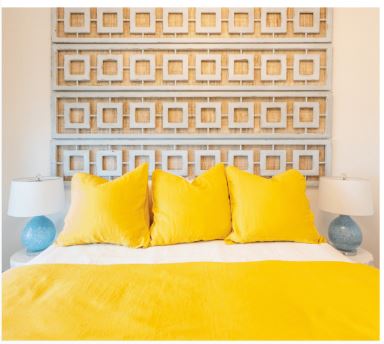 yellow bed at Cinnamon Shore
