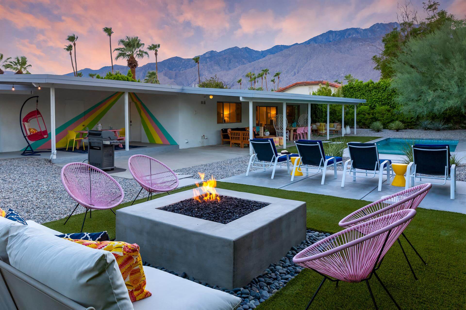 Aesthetic Palm Springs Backyard at Sunset