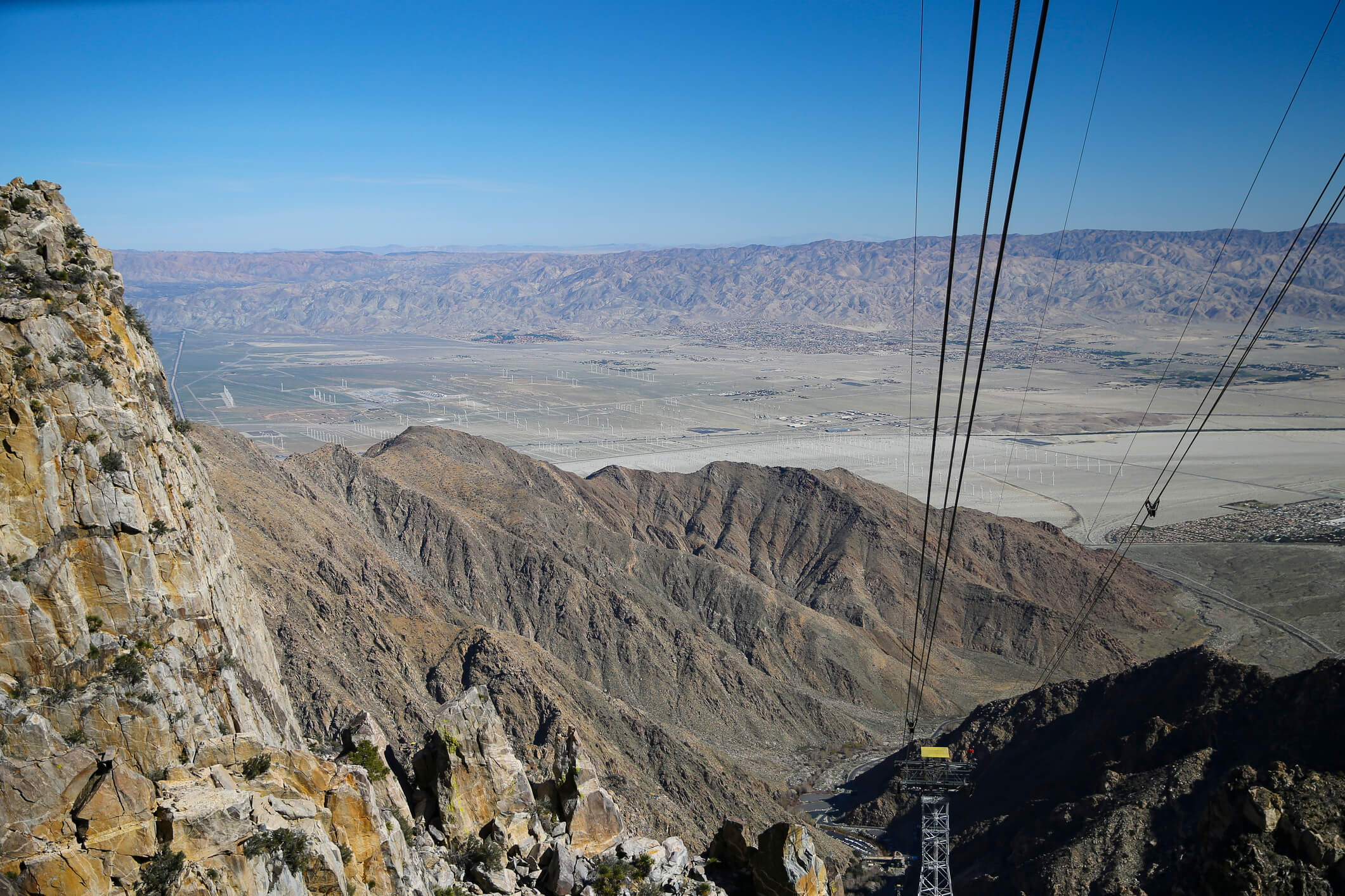 Tram Rail Lines and San Jacinto Mountains Viewed from Tram Perspective