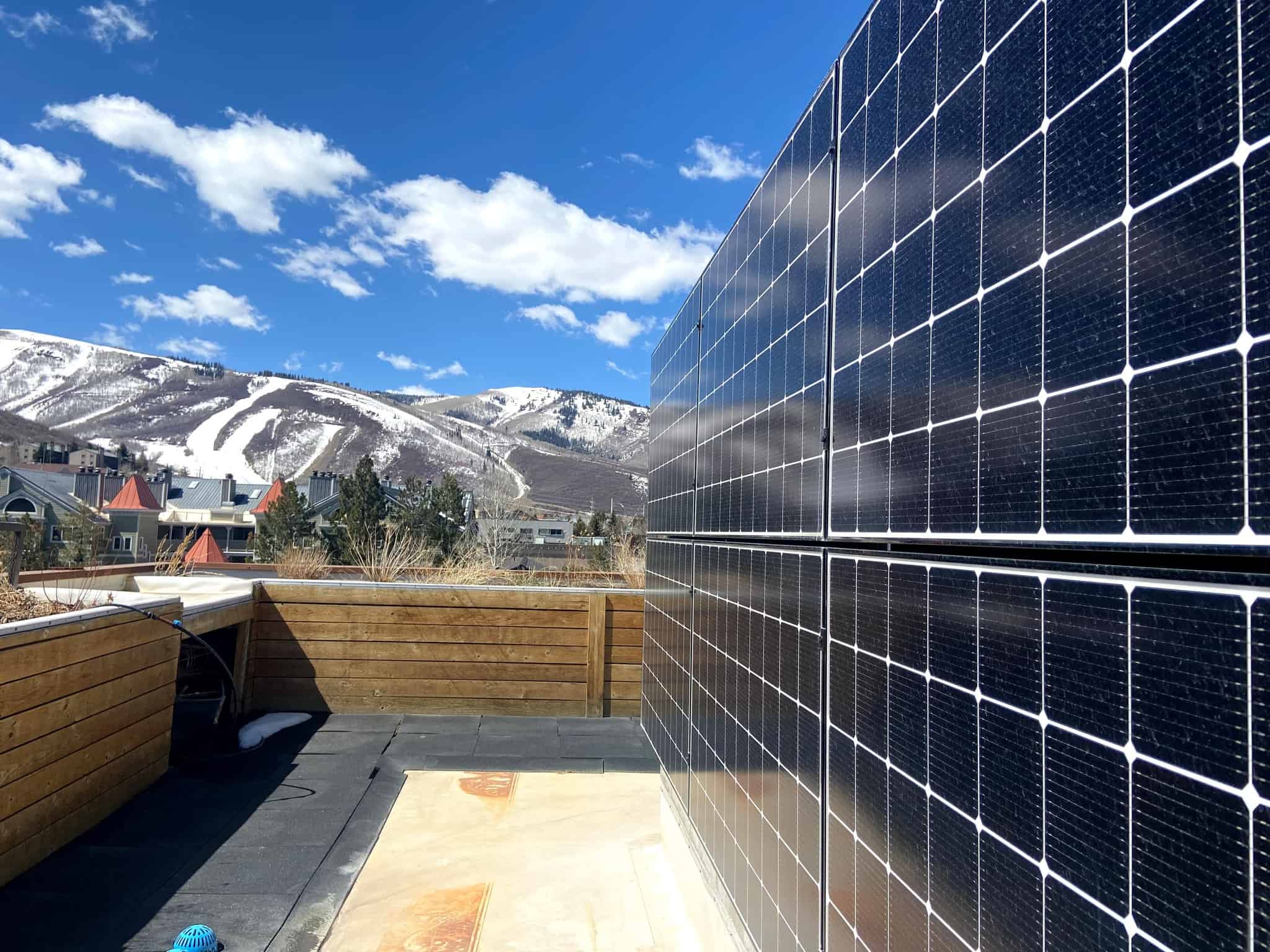 Solar panels on roof top at Park City Lodging.