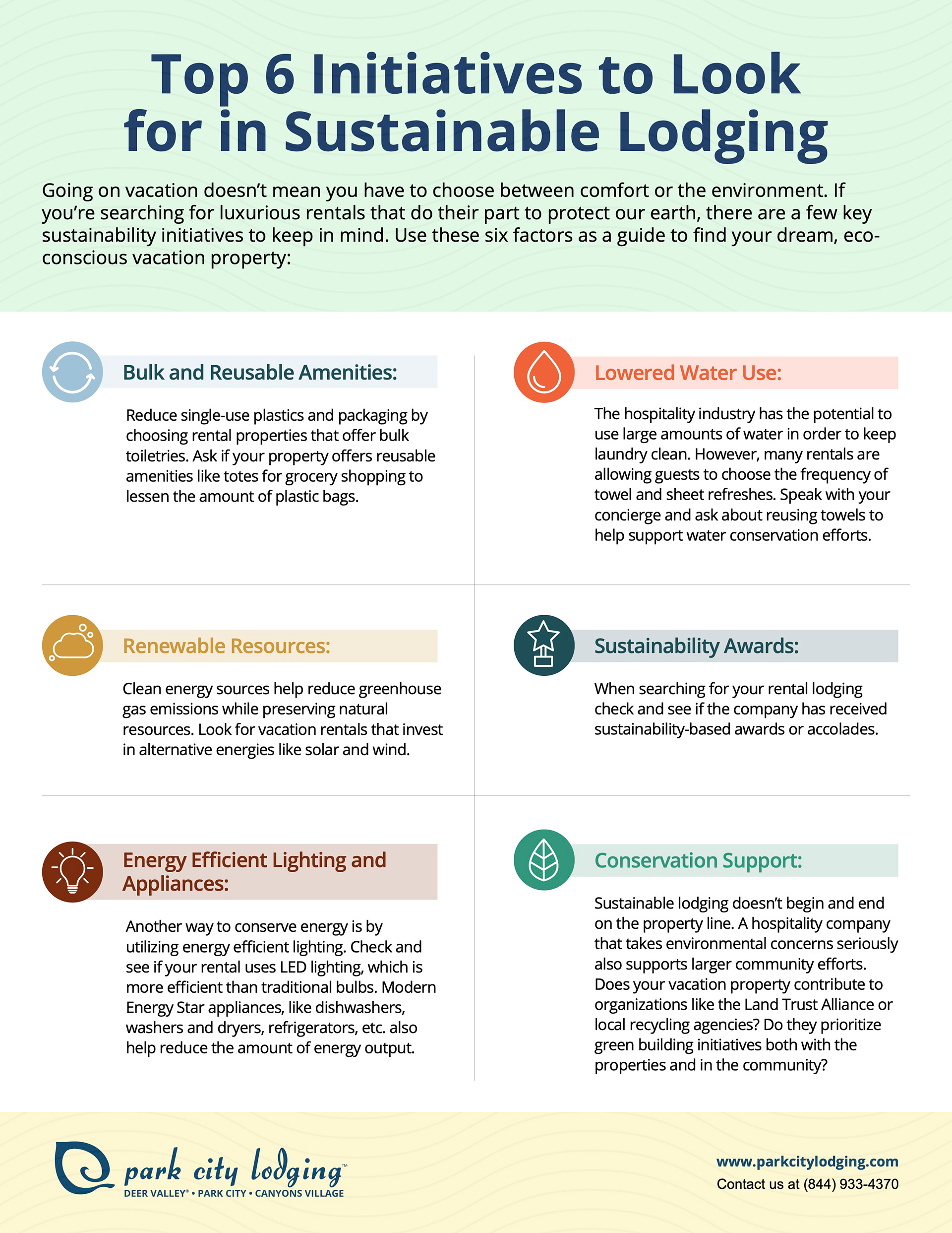 A checklist on the Top 6 Initiatives to Look for in Sustainable Lodging.