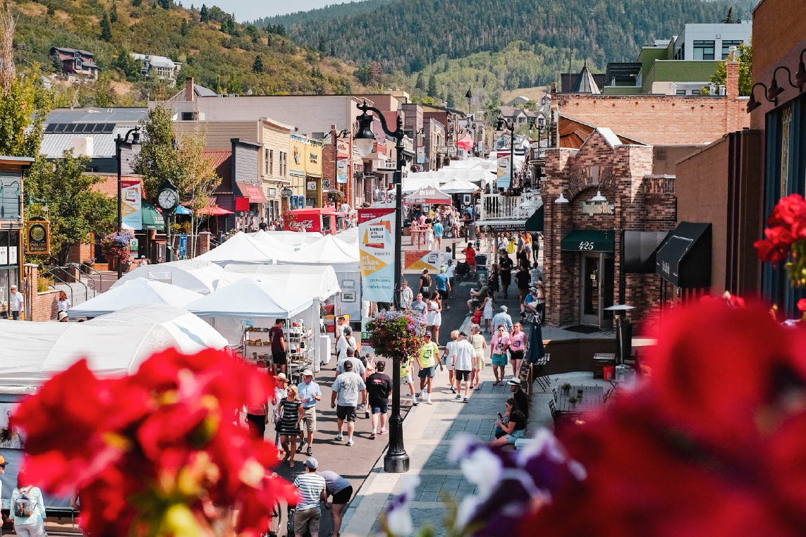 Park City main street filled with people during the art festival.