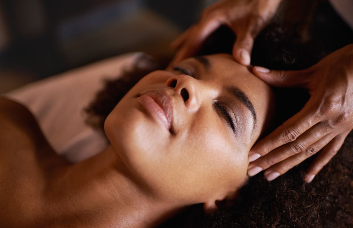 A woman getting a facial.