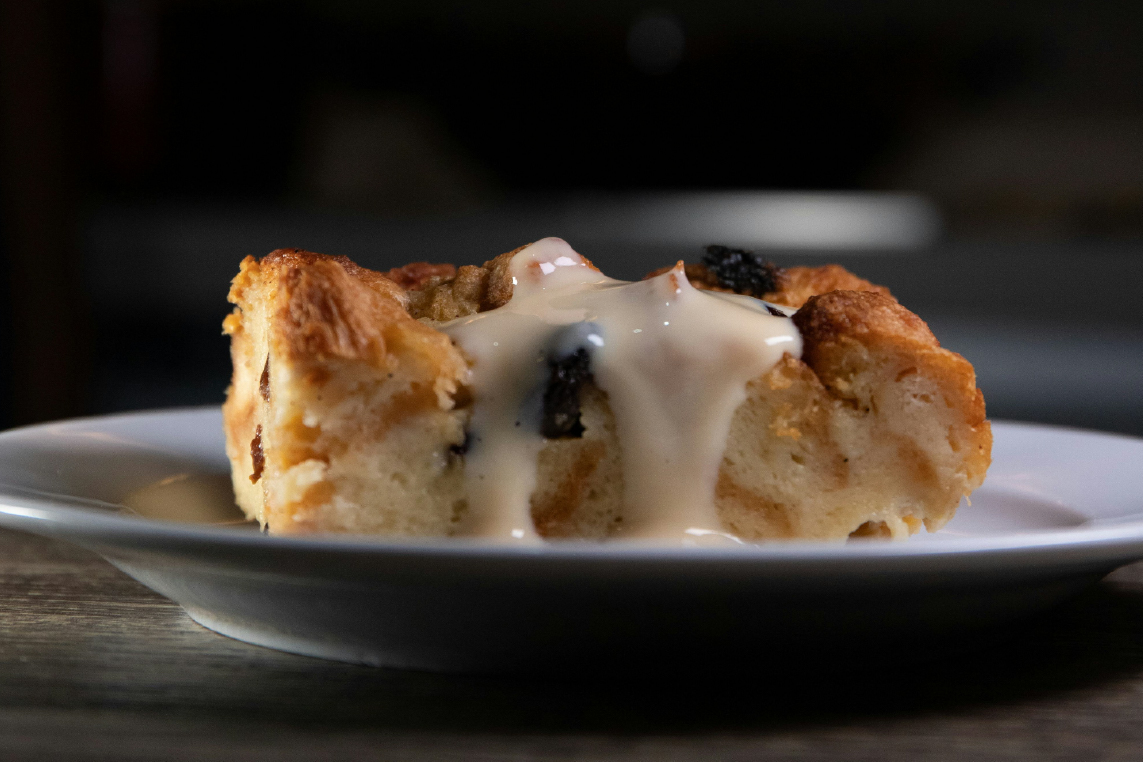 Homemade bread pudding featured at The Mustang restaurant in Park City.