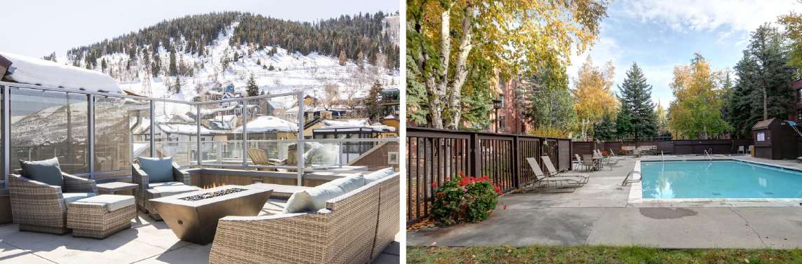 Park City Lodging vacation rental with rooftop deck and swimming pool.