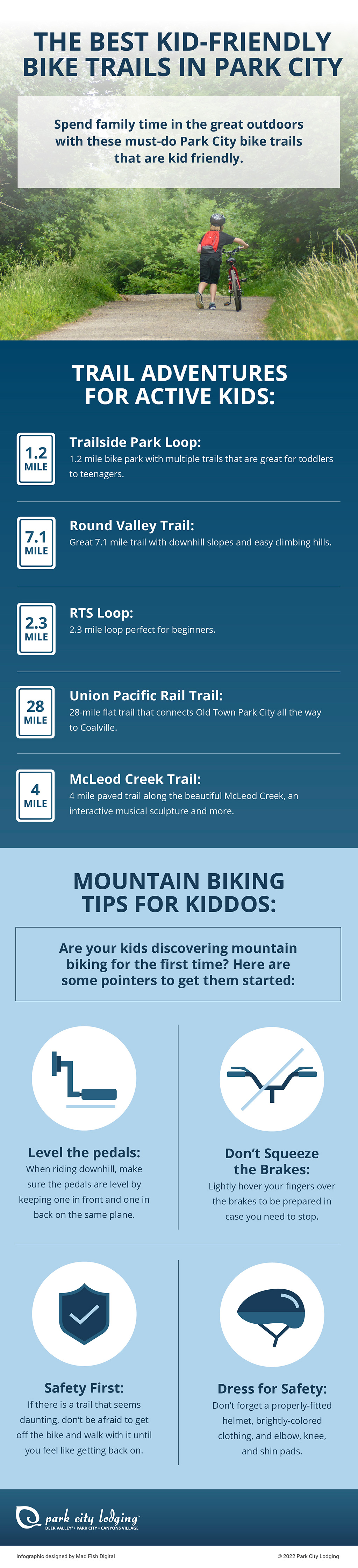 Park City kid-friendly bike trail infographic