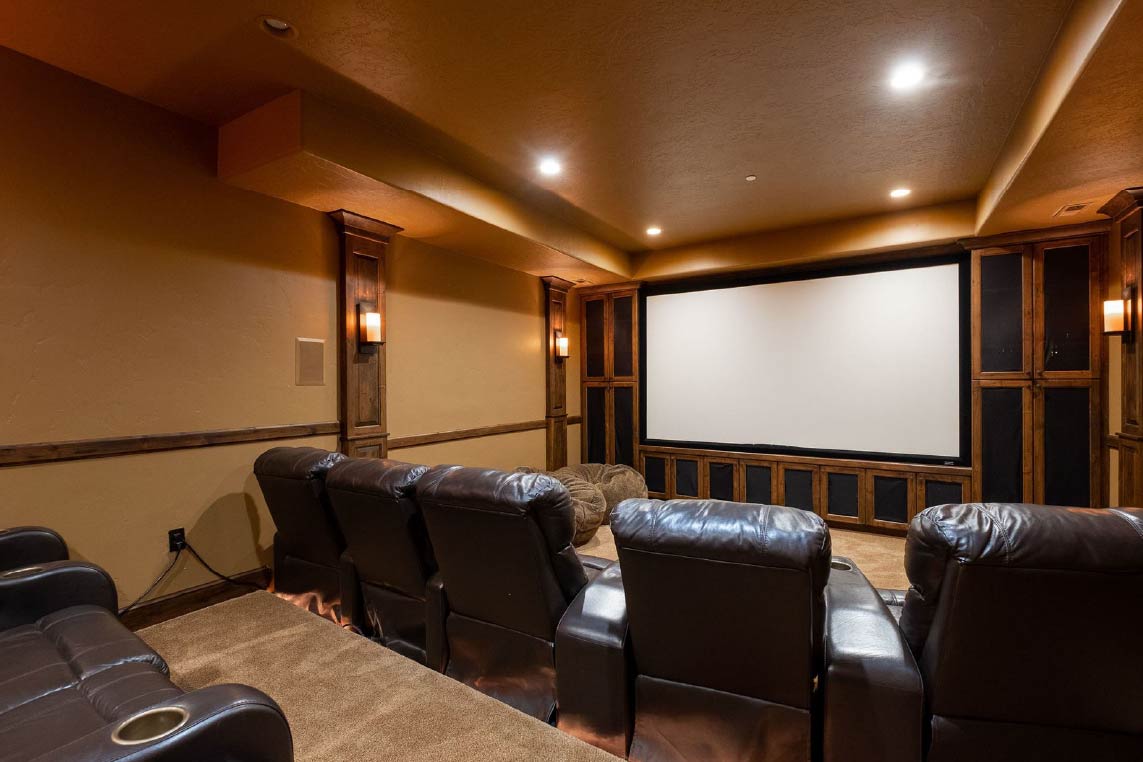 Park City Lodging's private vacation rental home Snowtop Manor with a huge private theater for guests.