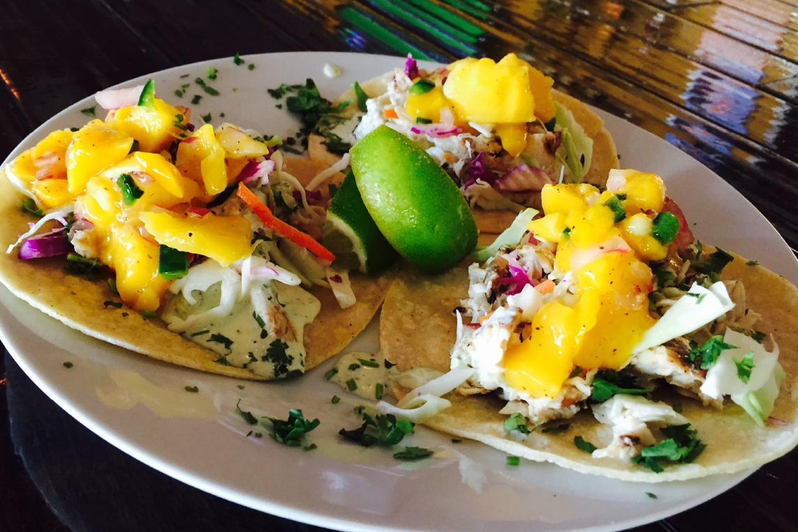 A plate of mahi mahi tacos from Sammy's Bistro in Park City. 