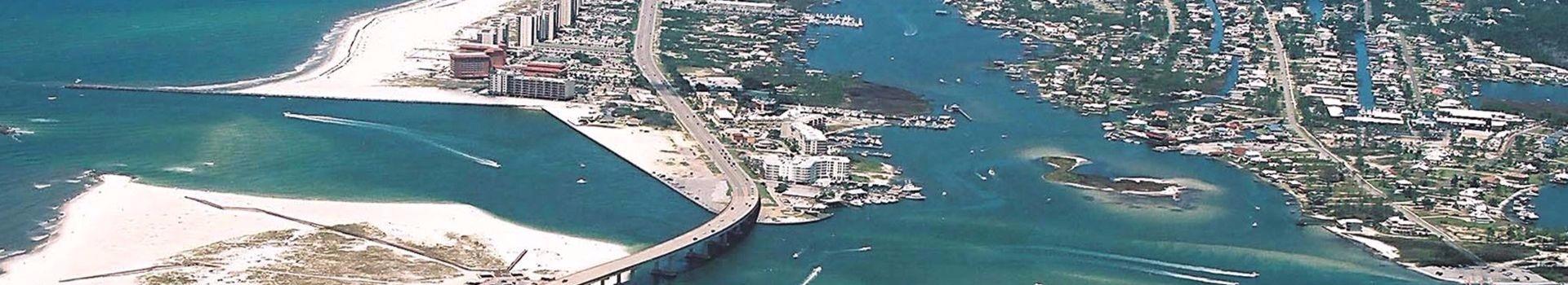 aerial view of alabama beach vacation rentals