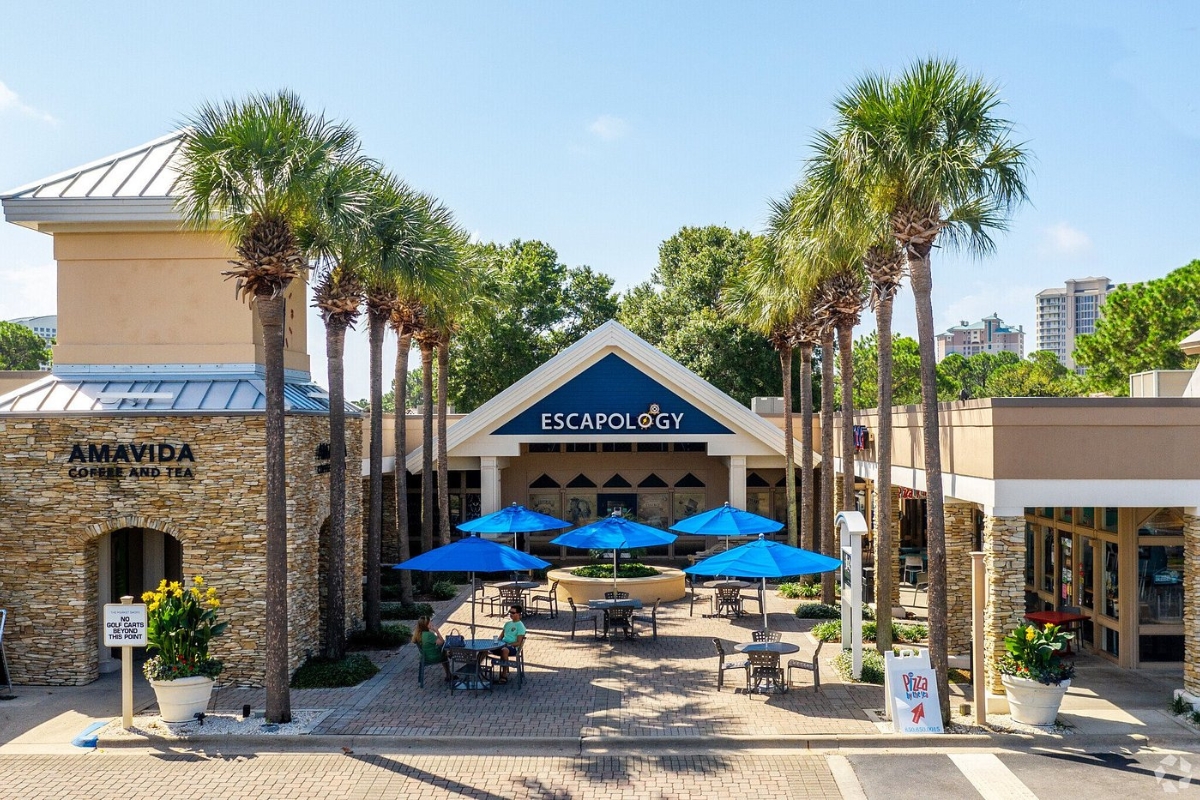 The Market Shops entrance sign in Miramar Beach