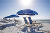 Beach chairs and umbrellas