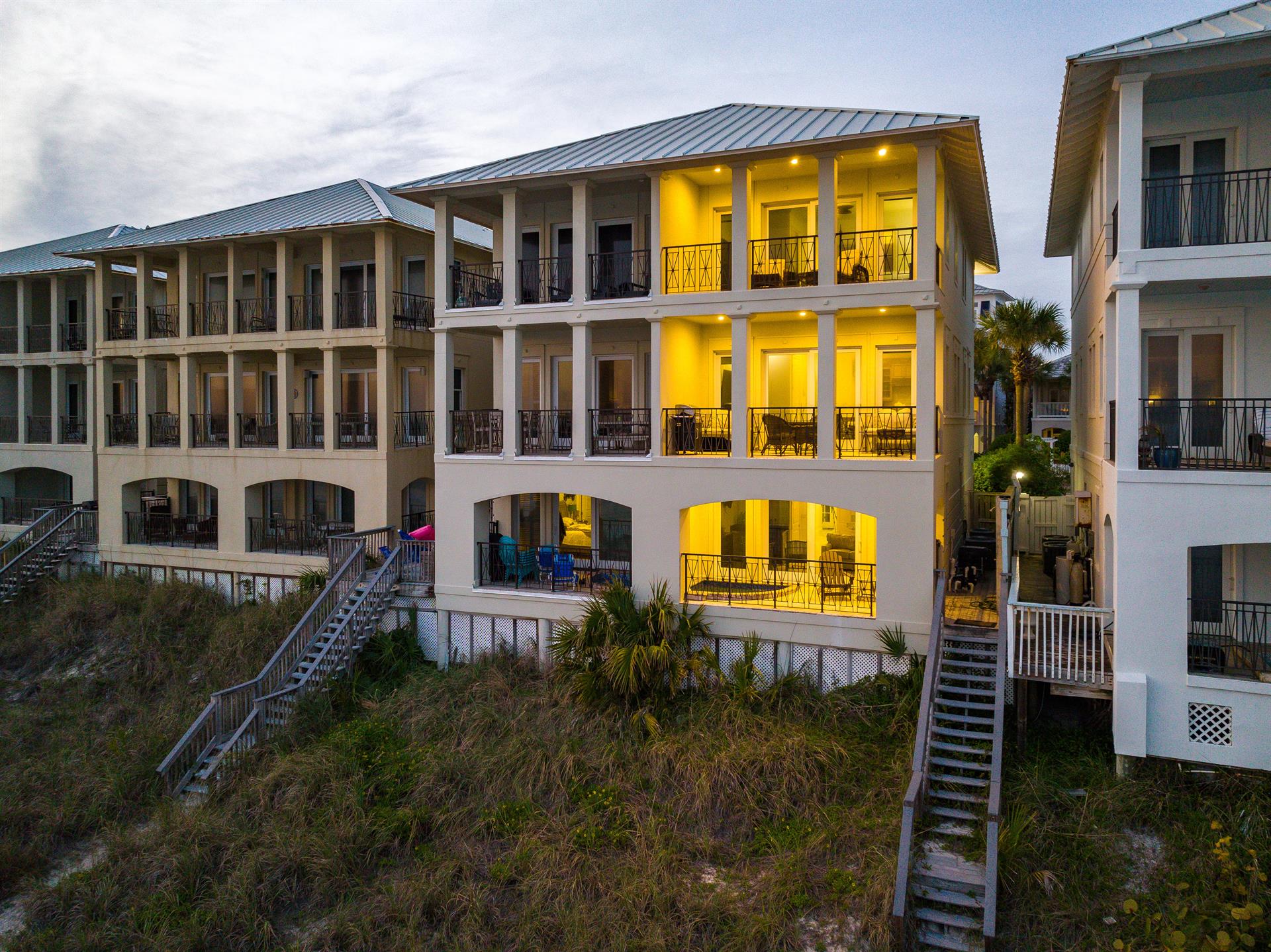 Aerial Sunset Views of Seaside Treasure in Frangista Beach