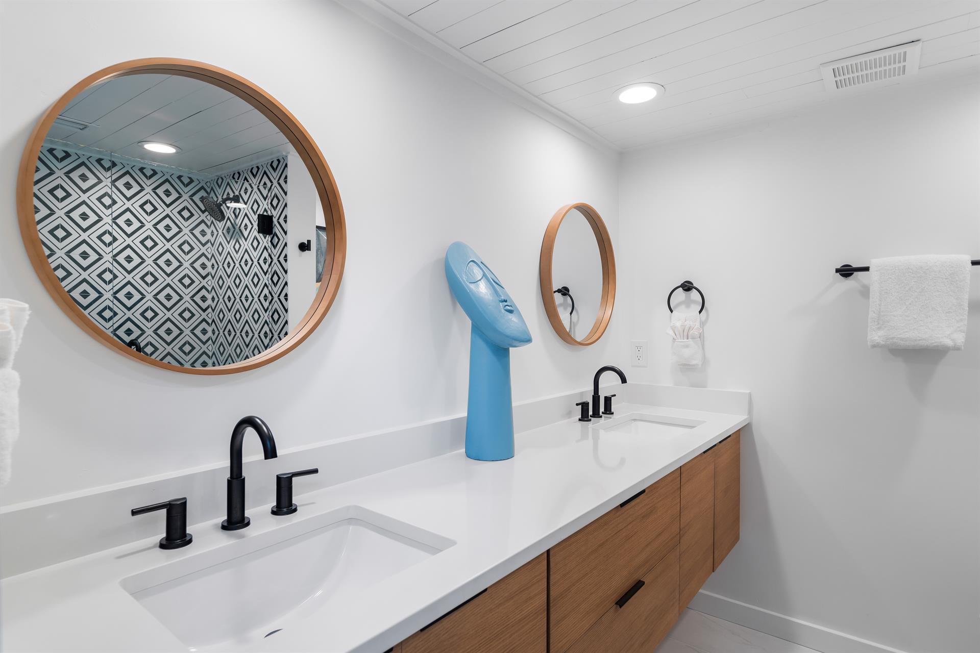 Double queen bedroom double quartz vanity