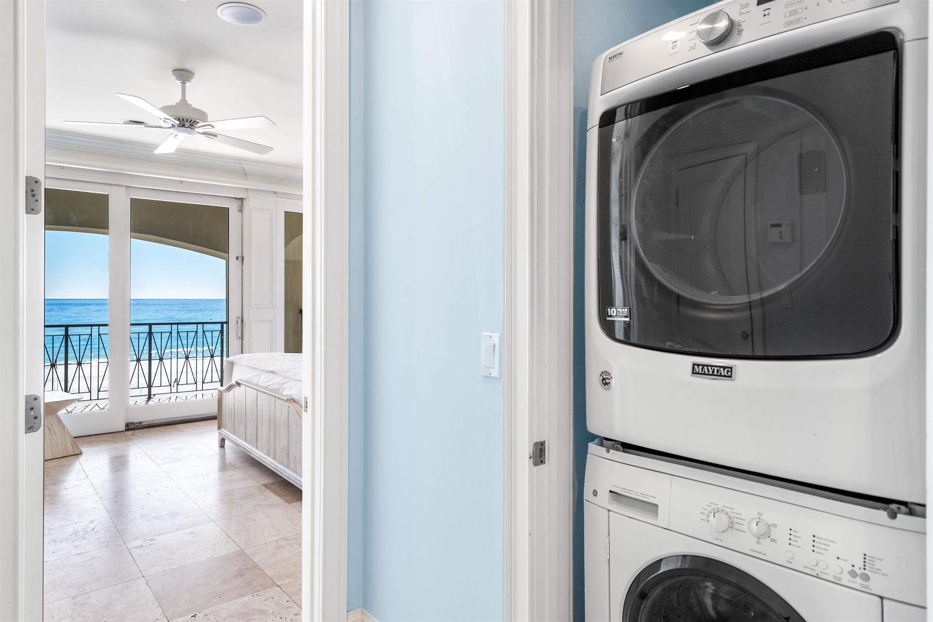 First Floor Full Size Washer and Dryer with Laundry Supplies included.