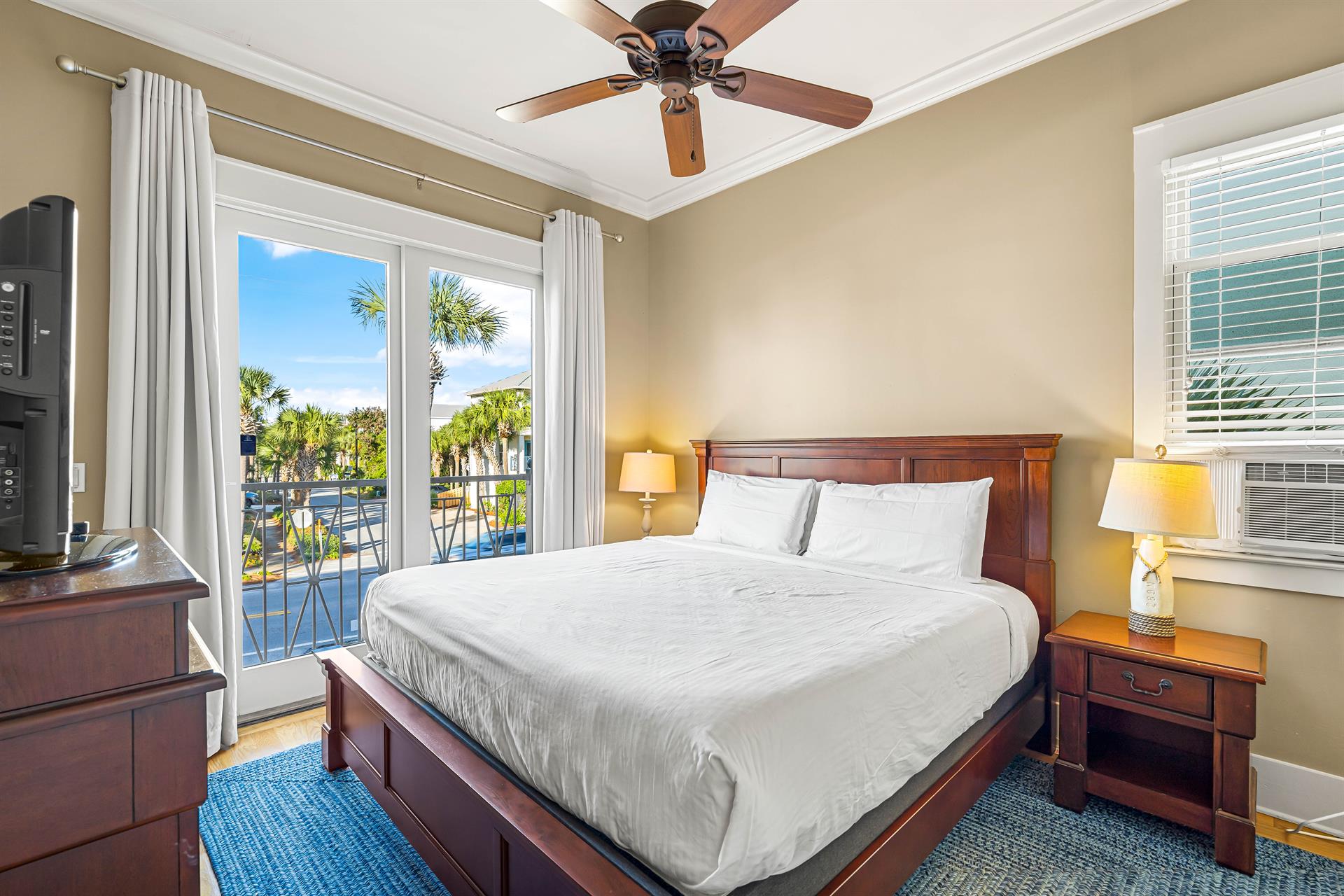 2nd Floor Guest Bedroom with TV  XBox 360, WalkIn Closet, Ensuite Bathroom,  Balcony Overlooking the Frangista Beach Community